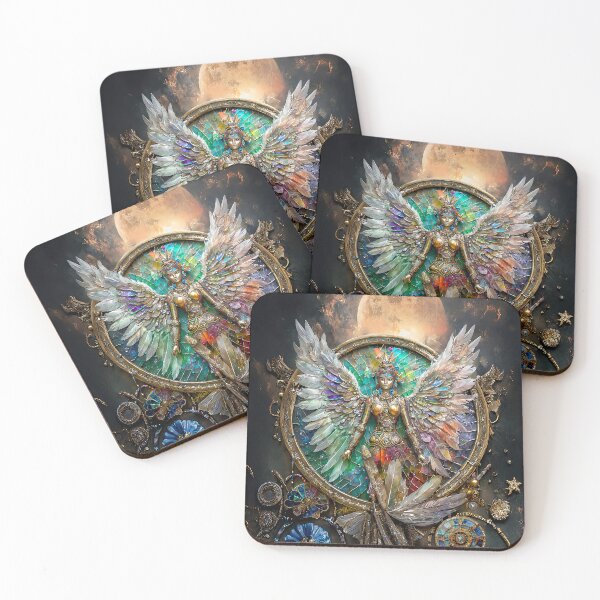 Item preview, Feather Winged Golden Moon Goddess designed and sold by Lee Hiller Designs.