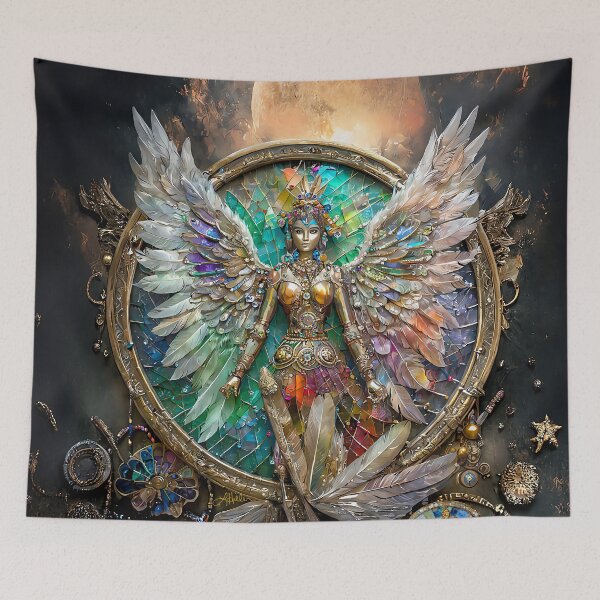 Item preview, Feather Winged Golden Moon Goddess designed and sold by Lee Hiller Designs.