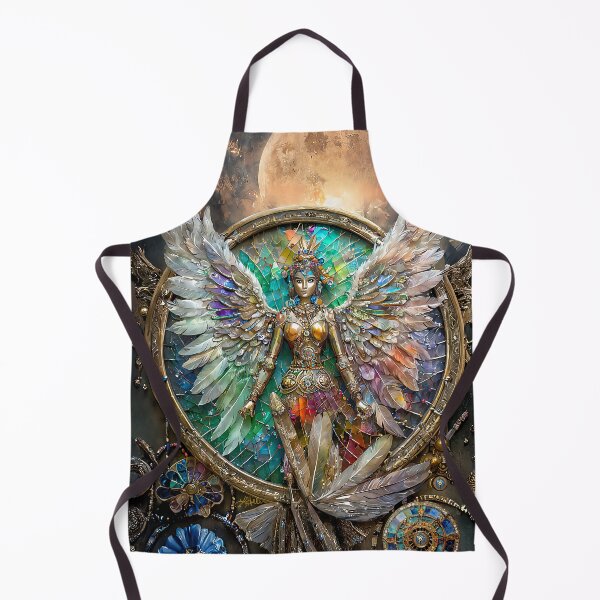 Item preview, Feather Winged Golden Moon Goddess designed and sold by Lee Hiller Designs.