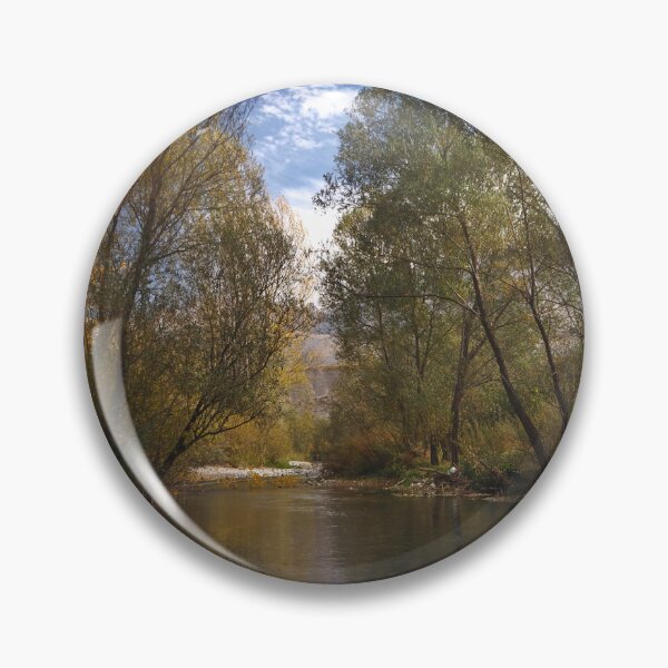 Artikelvorschau, Calm River Reflection in Autumn Forest Peaceful Nature Landscape Wall Art entworfen und verkauft von onubi.