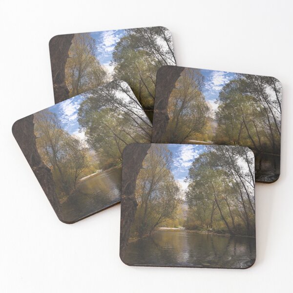 Item preview, Calm River Reflection in Autumn Forest Peaceful Nature Landscape Wall Art designed and sold by onubi.