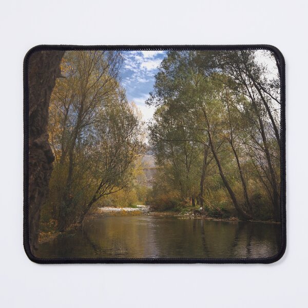 Item preview, Calm River Reflection in Autumn Forest Peaceful Nature Landscape Wall Art designed and sold by onubi.