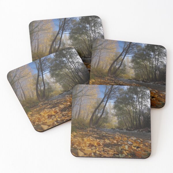 Item preview, Autumn Forest River Scene Golden Leaves Nature Landscape Wall Art designed and sold by onubi.