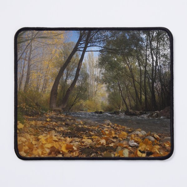 Item preview, Autumn Forest River Scene Golden Leaves Nature Landscape Wall Art designed and sold by onubi.