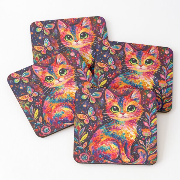 Item preview, Colorful Cat with Butterflies designed and sold by perezcorner.
