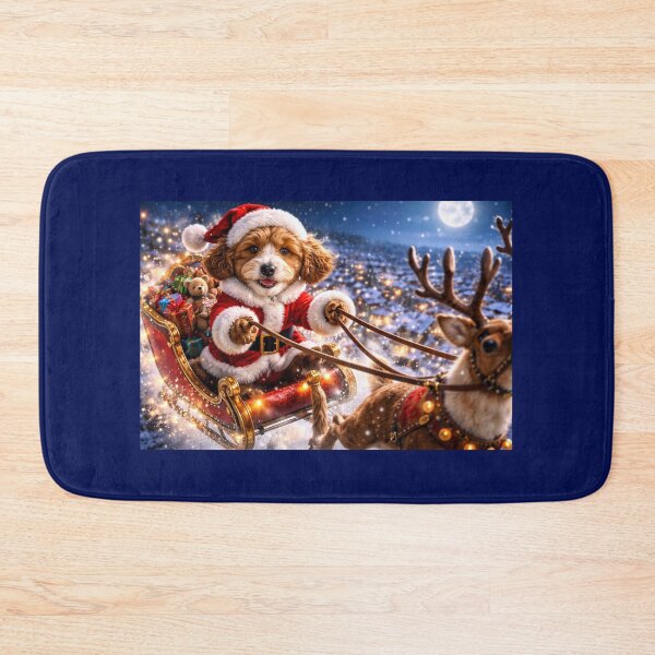 Item preview, Cockapoo Santa Riding a Christmas Sleigh Through the Snowy Night designed and sold by Paul Thompson Photography.