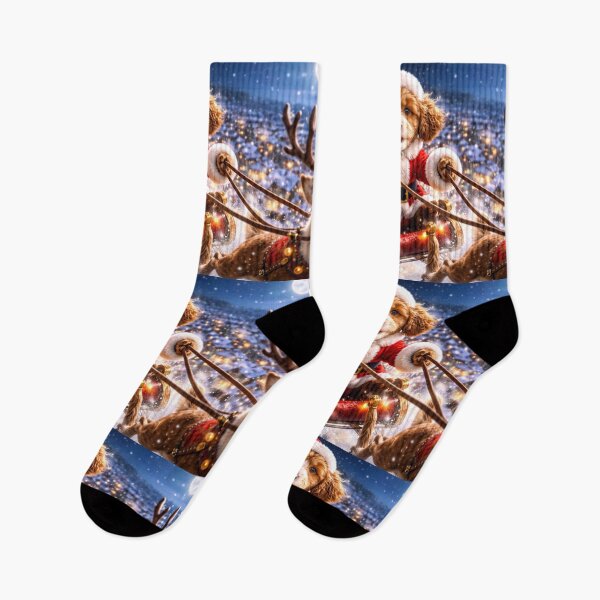 Item preview, Cockapoo Santa Riding a Christmas Sleigh Through the Snowy Night designed and sold by Paul Thompson Photography.