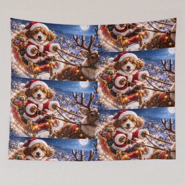 Item preview, Cockapoo Santa Riding a Christmas Sleigh Through the Snowy Night designed and sold by Paul Thompson Photography.