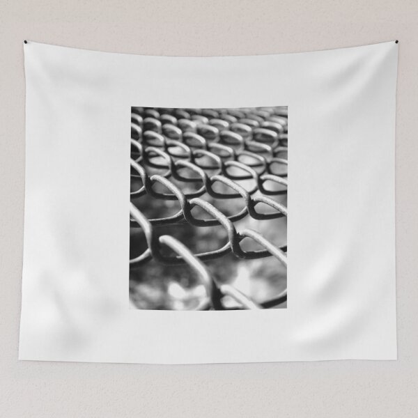 Item preview, Abstract Chain Fence Texture Black and White Urban Minimal Wall Art designed and sold by onubi.