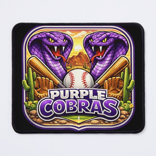 Item preview, Purple Cobras Baseball Team Sport Logo Snake Desert Cactus Sunset Art designed and sold by DienesAngele.