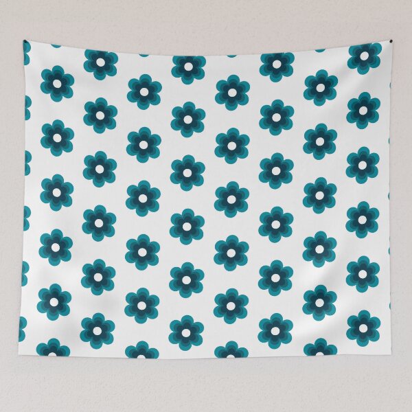 Aperçu de l'œuvre Design minimaliste de fleurs turquoise de forme rétro créée et vendue par CharmingArt23.