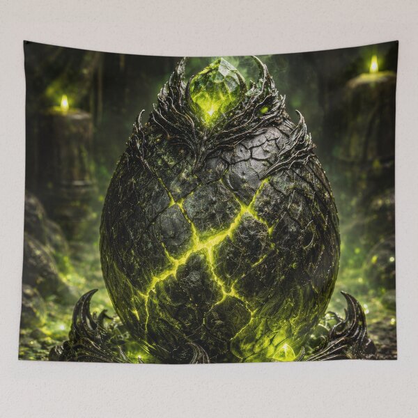 Item preview, Poison Dragon Egg – Glowing Green Cracks, Dark Fantasy Artifact, Magical Dragon Egg, Toxic Aura, Green Crystal designed and sold by DrakariArt.