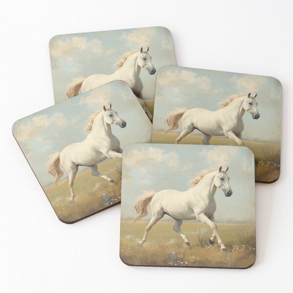 Item preview, White Horse Running Free on a Field designed and sold by AlinaSCorner.