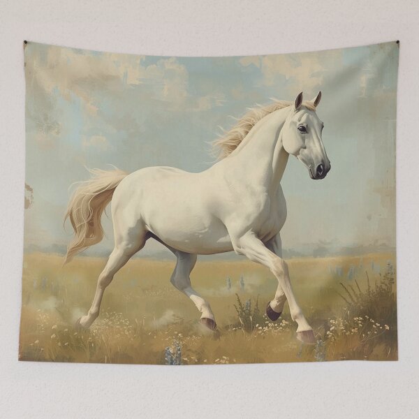 Item preview, White Horse Running Free on a Field designed and sold by AlinaSCorner.