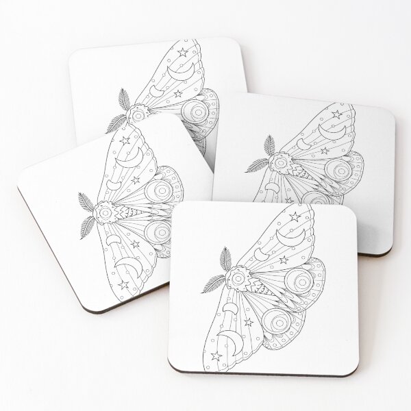 Item preview, Celestial Lunar Moth Mystic Line Art designed and sold by Siriusvibes.