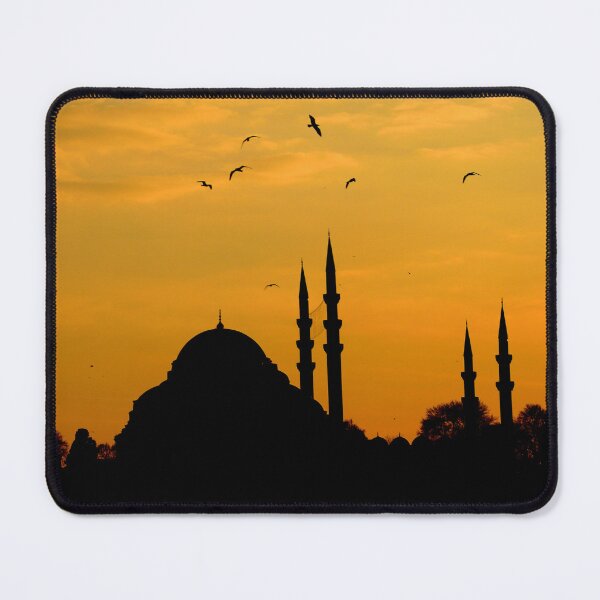 Item preview, Golden Sunset Mosque Silhouette with Birds in the Sky designed and sold by onubi.