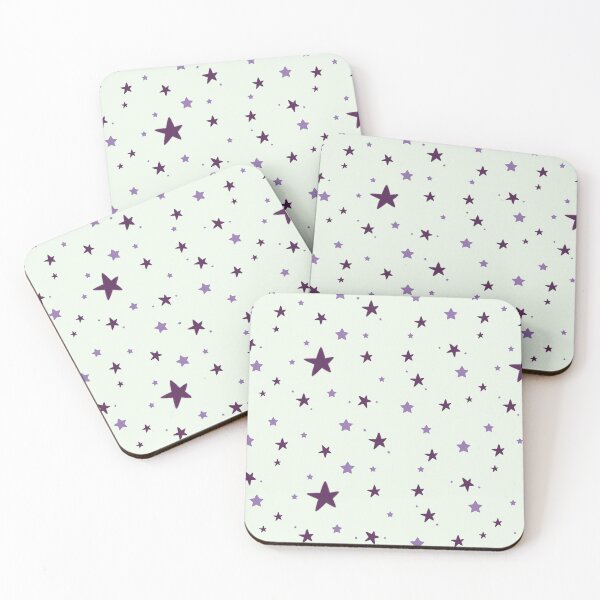 Item preview, Purple Starry Night Pattern on Soft Mint Background | Cute Cosmic Stars Design designed and sold by DreamForge Collections.