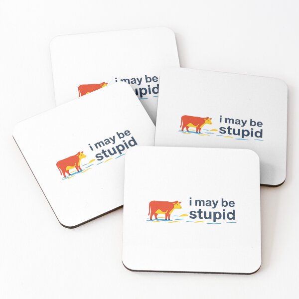 Item preview, I May Be Stupid Cow Illustration — Funny Retro Heifer Meme | Cute Farm Animal Art designed and sold by Colorful-Garden.
