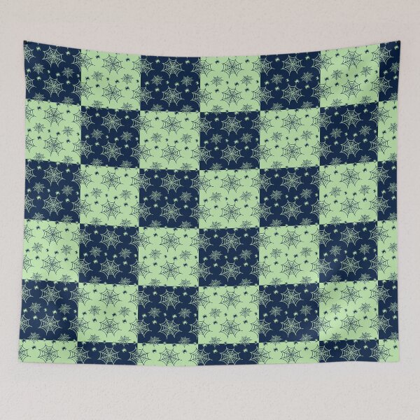 Item preview, Dark blue and pastel green interchange web pattern designed and sold by serenebookworm.