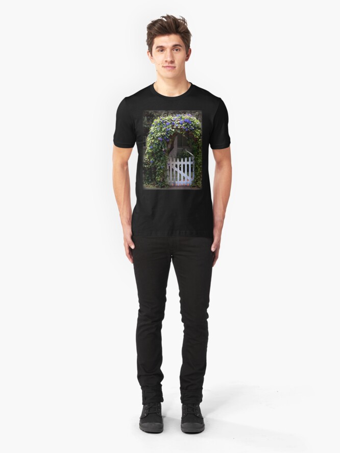 Alternate view of Morning Glory Gate from A Gardener's Notebook Slim Fit T-Shirt
