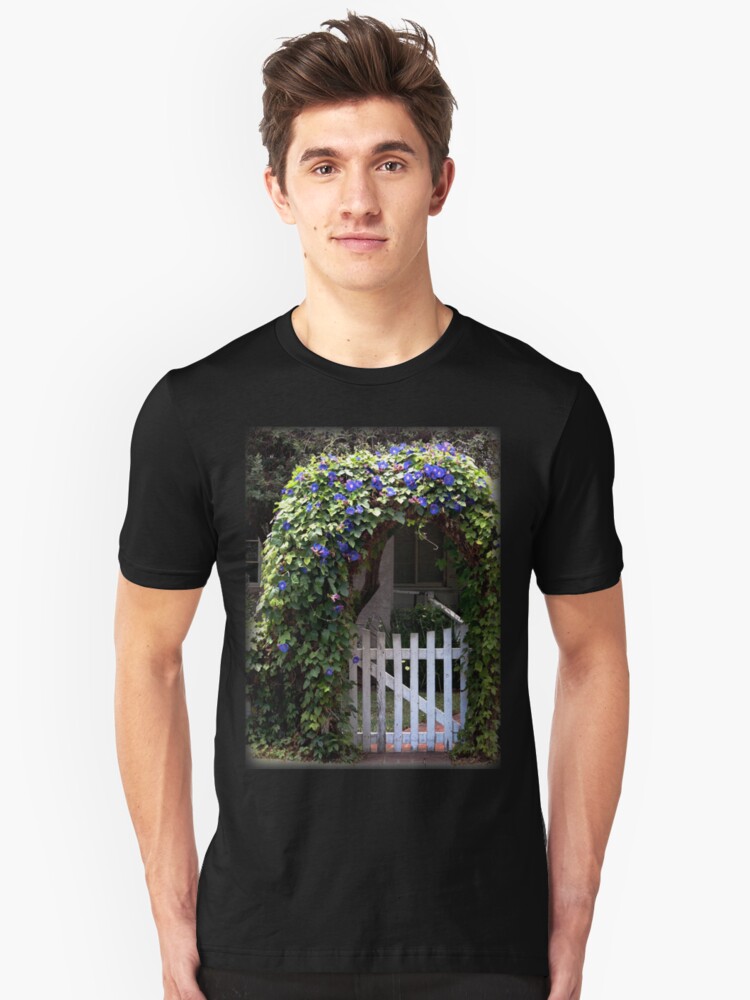 Alternate view of Morning Glory Gate from A Gardener's Notebook Slim Fit T-Shirt