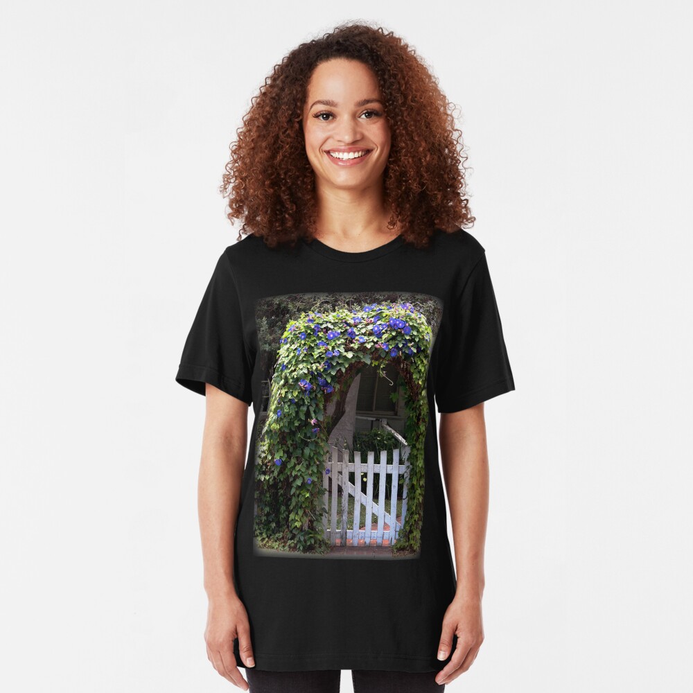 Morning Glory Gate from A Gardener's Notebook Slim Fit T-Shirt