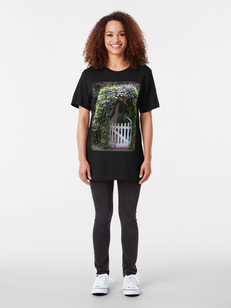 Alternate view of Morning Glory Gate from A Gardener's Notebook Slim Fit T-Shirt