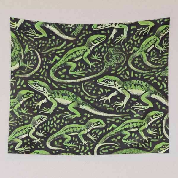 Item preview, Neon Tree Frog Pattern on Black – Tropical Frog  designed and sold by TEEJAMBOREE.