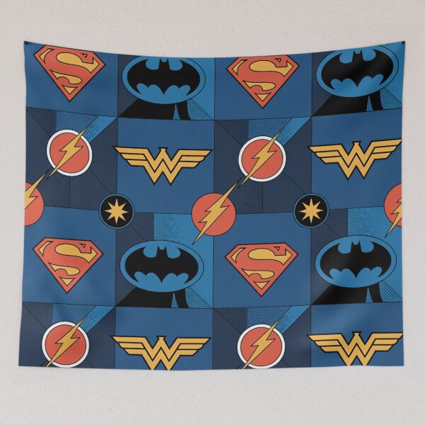 Item preview, Justice League Seamless Pattern – Superman, Batman & Wonder Woman designed and sold by Midnight Veil Designs.