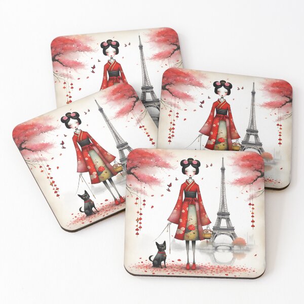 Item preview, Geisha doll with cat in Paris designed and sold by Coolparrotgirl.