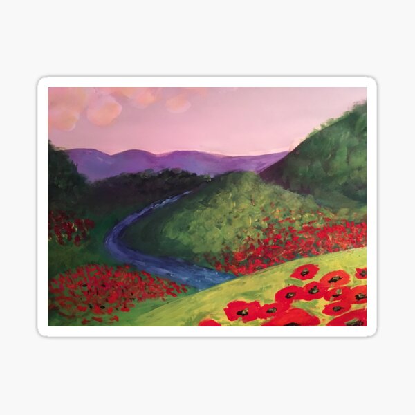 Poppy Stream - original painting by mjh, 2018 Sticker