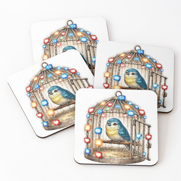 Item preview, Bird in Notification Cage Sticker – Social Media Addiction Animal Art designed and sold by Felixuss.