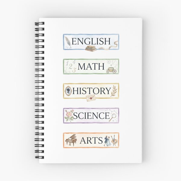 Item preview, Watercolor Pride and Prejudice English Math History Science Arts Labels designed and sold by Fenay Designs.