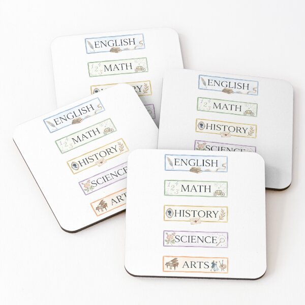 Item preview, Watercolor Pride and Prejudice English Math History Science Arts Labels designed and sold by Fenay Designs.