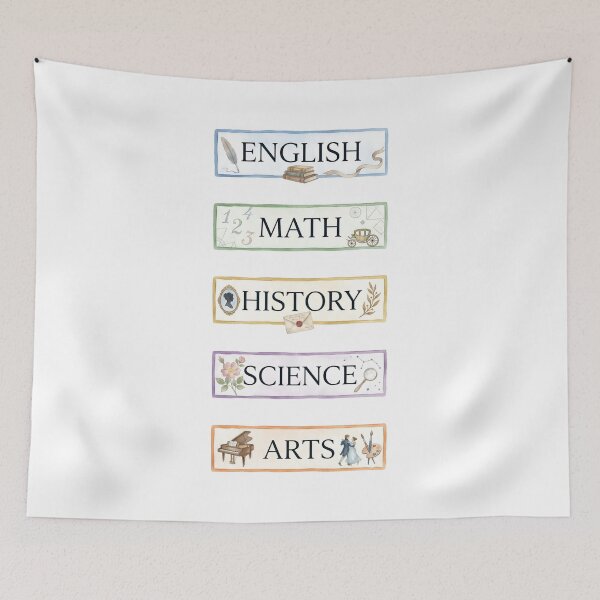 Item preview, Watercolor Pride and Prejudice English Math History Science Arts Labels designed and sold by Fenay Designs.