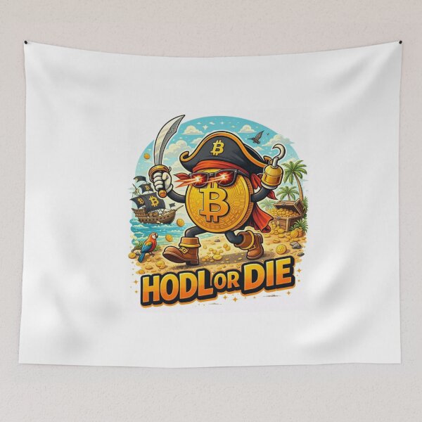 Item preview, HODL or DIE – Bitcoin Pirate Crypto Meme Design designed and sold by Conviction studio.