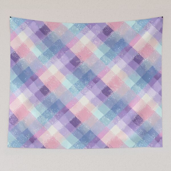 Item preview, Pastel Blue Purple Plaid Pattern, Diagonal Watercolor Check Design Seamless designed and sold by Nyx Creates.