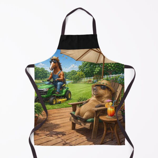 Item preview, Work Smarter Not Harder – Capybara Relaxing While Horse Mows designed and sold by AnimalMarvels.