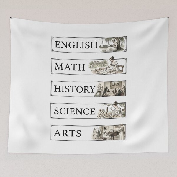 Item preview, Regency Pride and Prejudice English Math History Science Arts Labels designed and sold by Fenay Designs.
