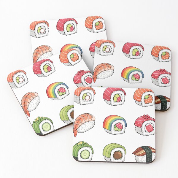 Item preview, Kawaii Pattern Sushi Rolls Salmon Tuna Shrimp Rainbow Roll Gift designed and sold by CLC54.