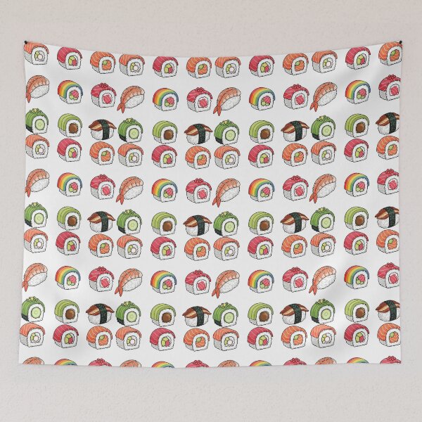 Item preview, Kawaii Pattern Sushi Rolls Salmon Tuna Shrimp Rainbow Roll Gift designed and sold by CLC54.