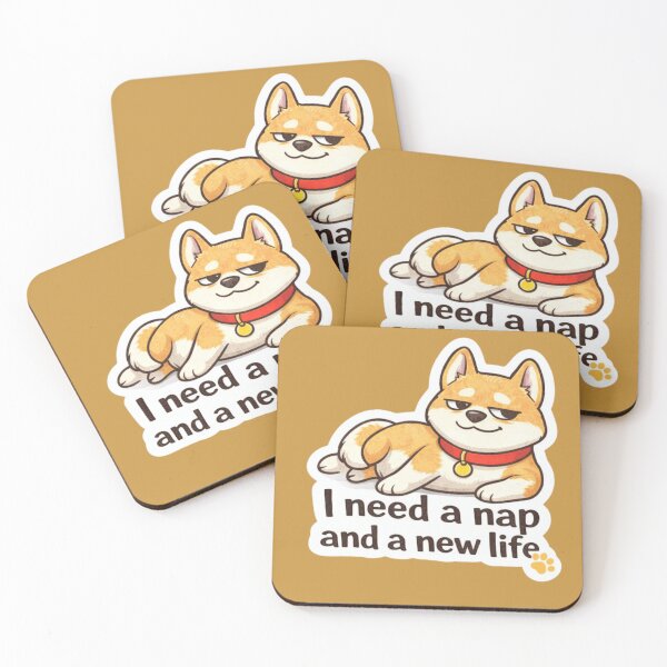 Item preview, Funny Dog Meme Sticker | I Need a Nap and a New Life | Cute Lazy Dog. designed and sold by Amr Darwish Graphic designer.