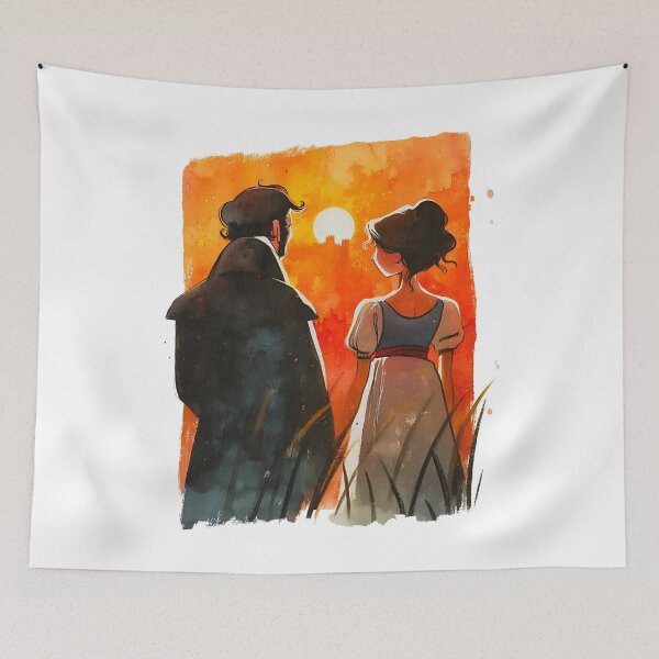 Item preview, Watercolor Sunset Mr Darcy and Elizabeth Bennet Pride and Prejudice designed and sold by Fenay Designs.