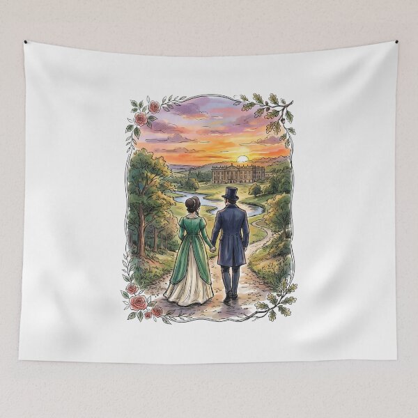 Item preview, Floral Pemberley Estate Pride and Prejudice Jane Austen Bookish designed and sold by Fenay Designs.