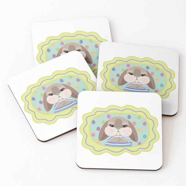 Item preview, Angry Bunny Light Green Frame Turquoise Background designed and sold by Vector Woofs.