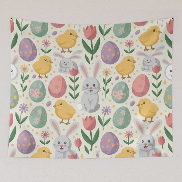 Item preview, Easter Seamless Pattern – Chicks, Bunnies & Colorful Eggs designed and sold by Midnight Veil Designs.