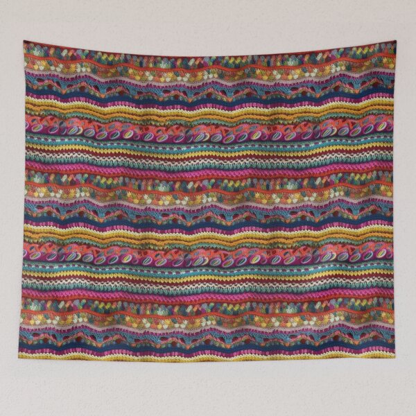 Item preview, Boho Rainbow Crochet Texture Stripe Pattern designed and sold by pinkal.