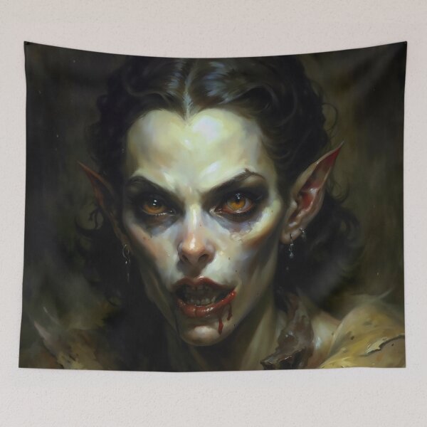 Item preview, Gothic Vampire Portrait with Pointed Ears and Fangs designed and sold by DarkHolyQueen.