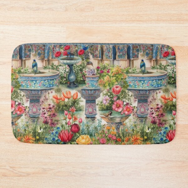 Item preview, Persian Garden Fountains and Lush Florals Pattern designed and sold by pinkal.