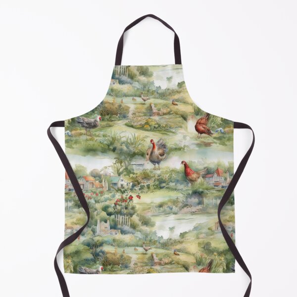 Item preview, English Countryside Village and Hens Watercolor designed and sold by pinkal.